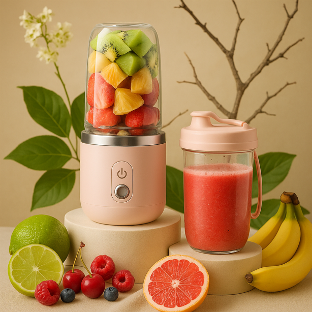 Mixeur Portable Rose Smoothix, Deux Récipients.