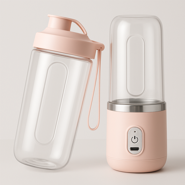 Mixeur Portable Rose Smoothix, Deux Récipients.