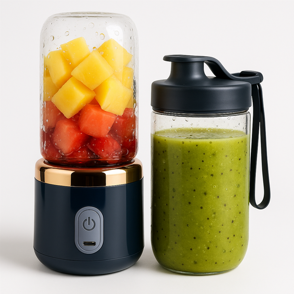 Mixeur Portable Bleu Smoothix, Deux Récipients.