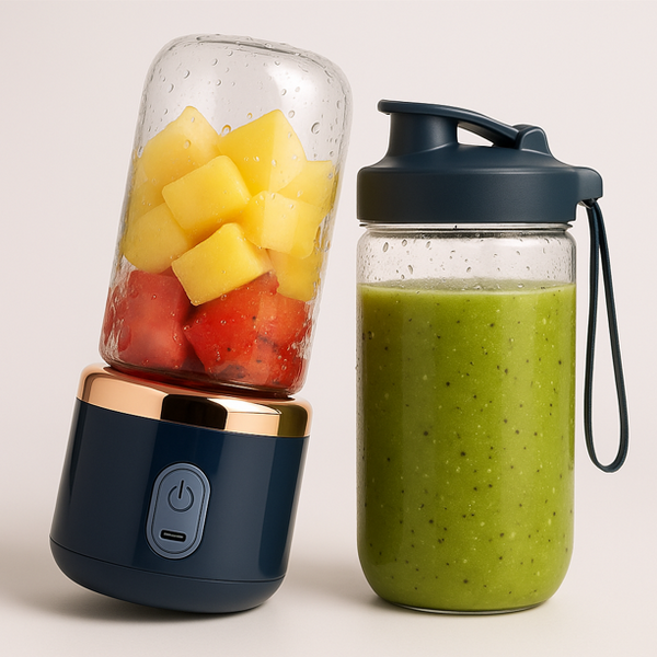 Mixeur Portable Bleu Smoothix, Deux Récipients.